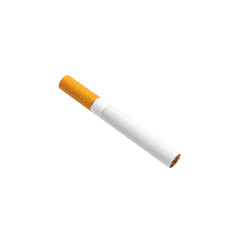 Isolated cigarette on white background, a symbol of unhealthy tobacco smoking and nicotine addiction