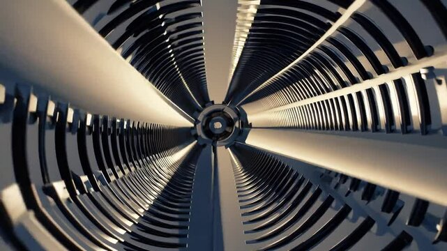 Exploring intricate designs within a turbine structure in a modern facility