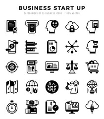 Business Start Up Lineal Filled icons collection. 25 icon set. Vector illustration.