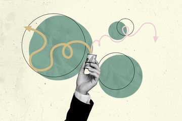 Trend artwork poster composite sketch image collage of salary savings investment market budget hand...