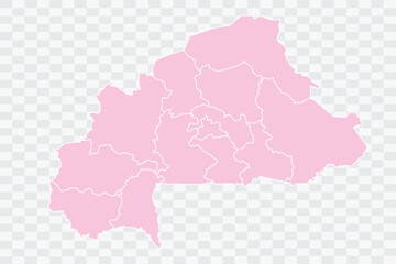 Burkina Faso Map Blush Color on White Background quality files Png