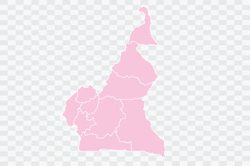 Cameroon Map Blush Color on White Background quality files Png
