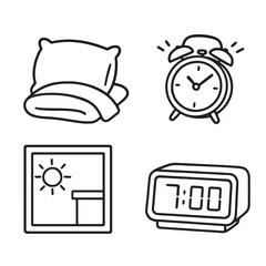 Morning Routine Icons - Cute Line Art for Wake Up Time