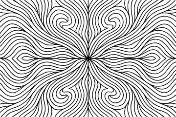 Abstract black and white wavy lines pattern, symmetrical design for backgrounds and copy space