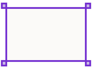 Obraz premium 白背景と紫角装飾の囲み枠・中央塗りフレーム素材（シンプル・PNG）