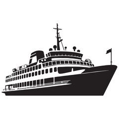 Seaway Transport Ferry silhouette with clean symmetry – Ferry illustration – Minimalist Ferry vector – Vehicle silhouette

