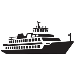 Minimalist Ferry silhouette with upper deck design – Ferry illustration – Minimalist Ferry vector – Vehicle silhouette

