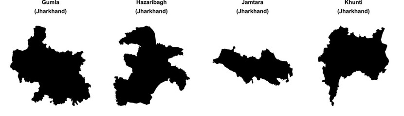 Gumla, Hazaribagh, Jamtara, Khunti outline maps