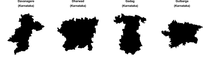 Davanagere, Dharwad, Gadag, Gulbarga outline maps