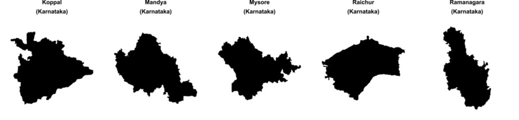 Koppal, Mandya, Mysore, Raichur, Ramanagara outline maps