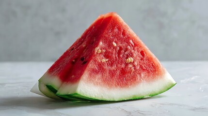 Fresh Slice of Watermelon on a Marble Surface