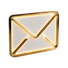 Elegant gold and white email envelope icon 3d render modern luxury design digital graphic communication message symbol premium quality illustration for on transparent background