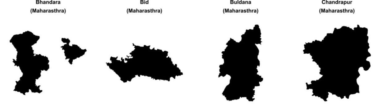 Bhandara, Bid, Buldana, Chandrapur outline maps