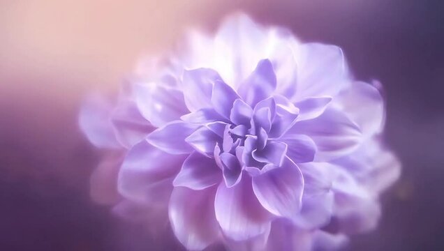 Timelapse of a lisianthus flower blooming with silky petals in pastel violet, romantic and dreamy lighting. Created with generated AI.