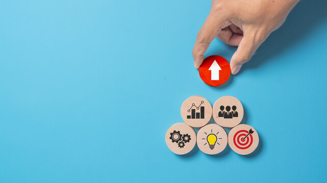 Business development strategy and action plan concept on wooden blocks