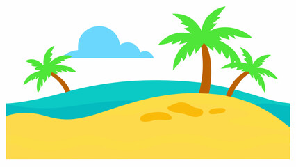 Obraz premium Stunning Vibrant Beach Scene with Golden Sand and Clear Waves Vector Illustration Background
