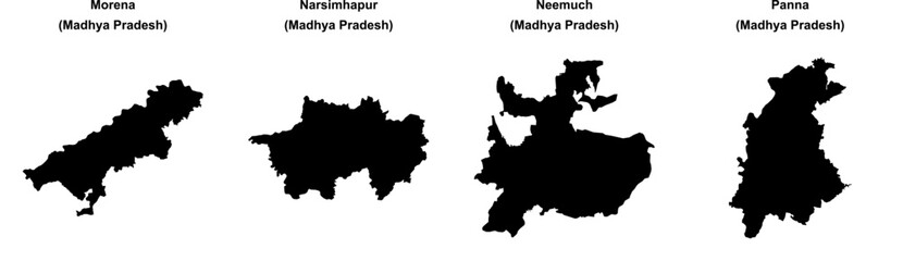 Morena, Narsimhapur, Neemuch, Panna outline maps