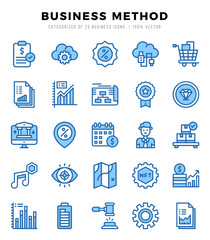 Set of Business Method Icons. Simple Two Color art style icons pack.