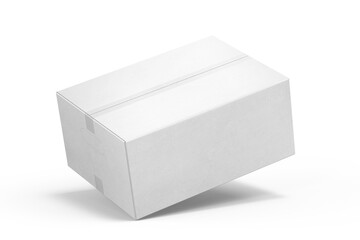 Cardboard Carton Box Mockup Corrugated Blank Image Isolated on White 3d Illustration