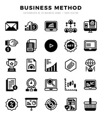 Set of Business Method Icons. Simple line art style icons pack.