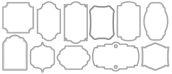 Elegant vintage classic frames and decorative retro labels collection isolated on white background