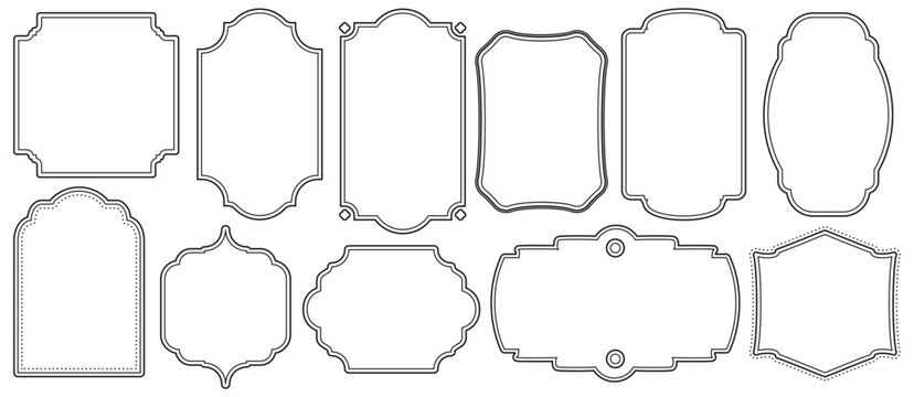 Elegant vintage classic frames and decorative retro labels collection isolated on white background