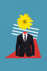 Template sketch image composite artwork collage of nobody wear suit formalwear no head flower...