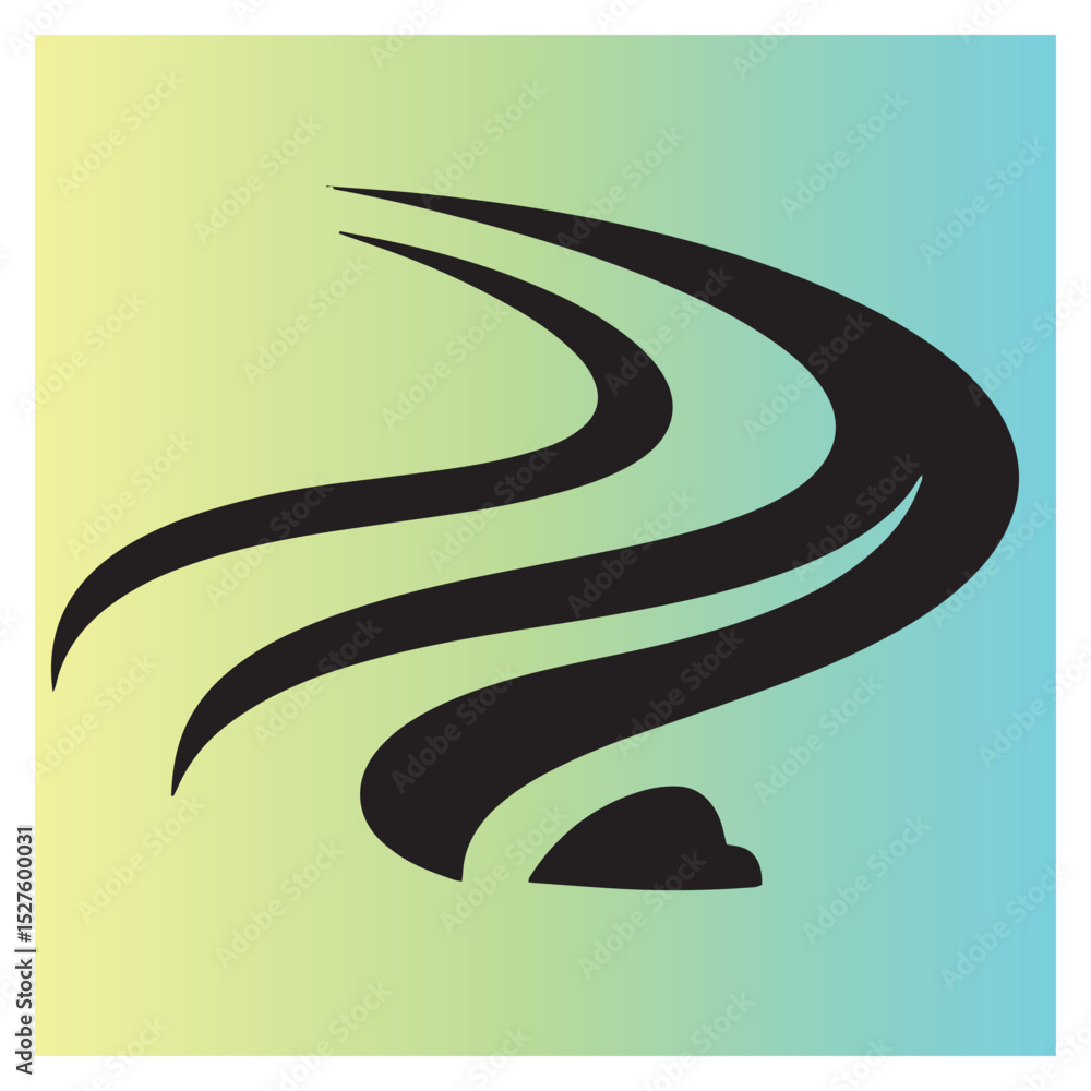 Poster abstract swirling lines and cloud shape on a gradient background artistic graphic design