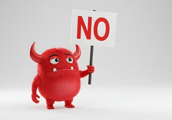 Red Monster Holding No Sign