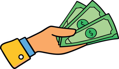Hand giving cash illustration

