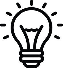Obraz premium Light Bulb Line Icon Concept of Idea Invention and Bright Thinking Symbol