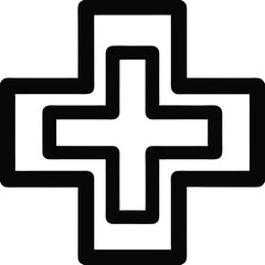 Obraz premium Medical Cross Outline Icon Health and First Aid Symbol for Hospital and Emergency Illustration