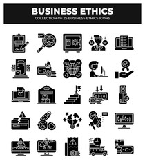 Collection of 25 Business Ethics Icons: A Guide to Ethical Business Practices