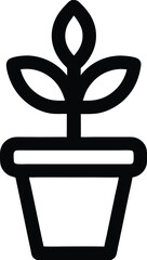 Potted Plant Line Icon Nature Growth and Home Gardening Symbol