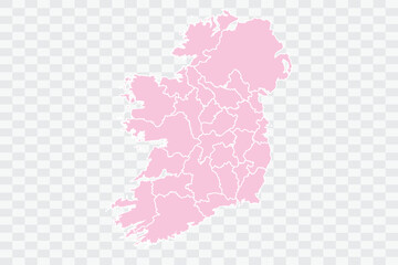 Ireland Map Blush Color on White Background quality files Png