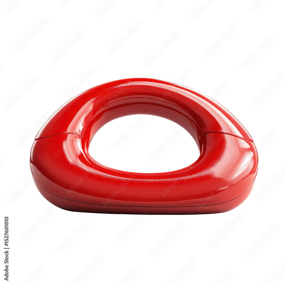 Poster bold red oval loop modern abstract shape sleek design artistic curve on transparent background