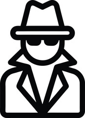 Secret Agent Line Icon Detective Spy and Security Investigation Symbol