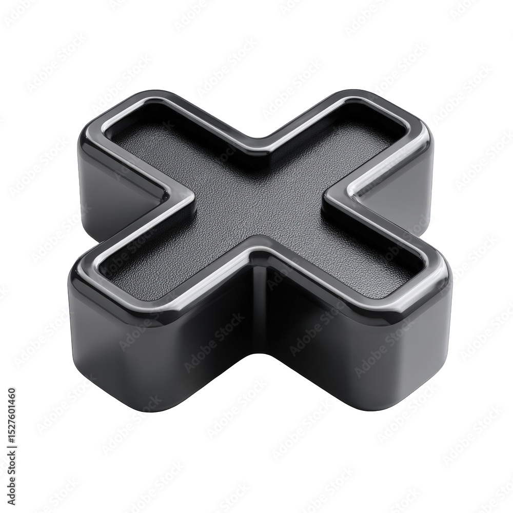 Aufkleber close button icon 3d render metallic black textured cross symbol design element for user interface a