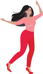 Dynamic Dancing Lady in Red Pants and Shoes | Vibrant Vector Illustration for Fashion and Dance Themes
