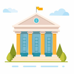 Government building in illustration: A modern representation of a government building, capturing its architectural grandeur and symbolic significance, rendered in a contemporary style.