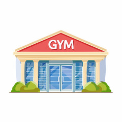 Modern Gym Illustration: A vibrant and modern gym building, showcasing a clean architectural design. The illustration evokes a sense of health and fitness.