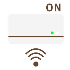 Smart Air Conditioner Icon Turned On with Wi-Fi Signal
