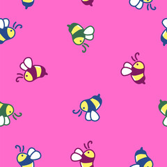 Cute bee pattern background vector design