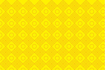 Geometric yellow and orange seamless pattern with repeating diamonds and circles vector design