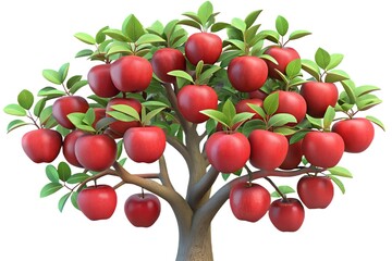 Abundant red apple tree illustration