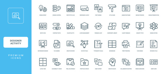 designer work activity themed icon set