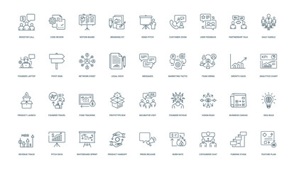 startup founder activity themed icon set