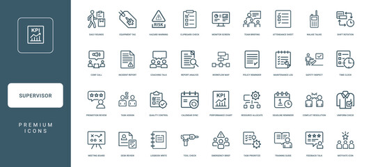 collection supervisor-themed icons management monitoring tasks within professional setting