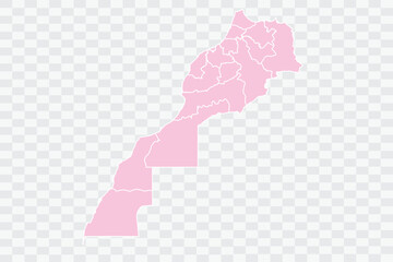 Morocco Map Blush Color on White Background quality files Png