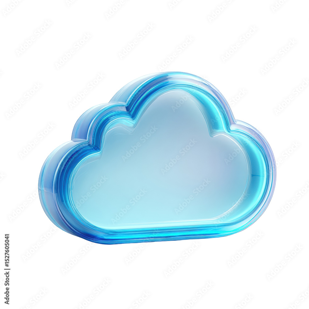 Poster abstract blue glass cloud icon digital technology symbol modern design illustration for website app 